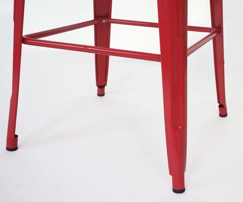 Table de bar bistro comptoir en métal rouge design industriel 105x60x60 cm 04_0008513
