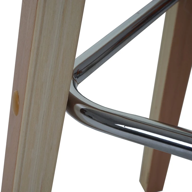 Lot de 2 chaises de bar tabourets comptoir chaise haute en synthétique blanc pieds en bois 04_0000110
