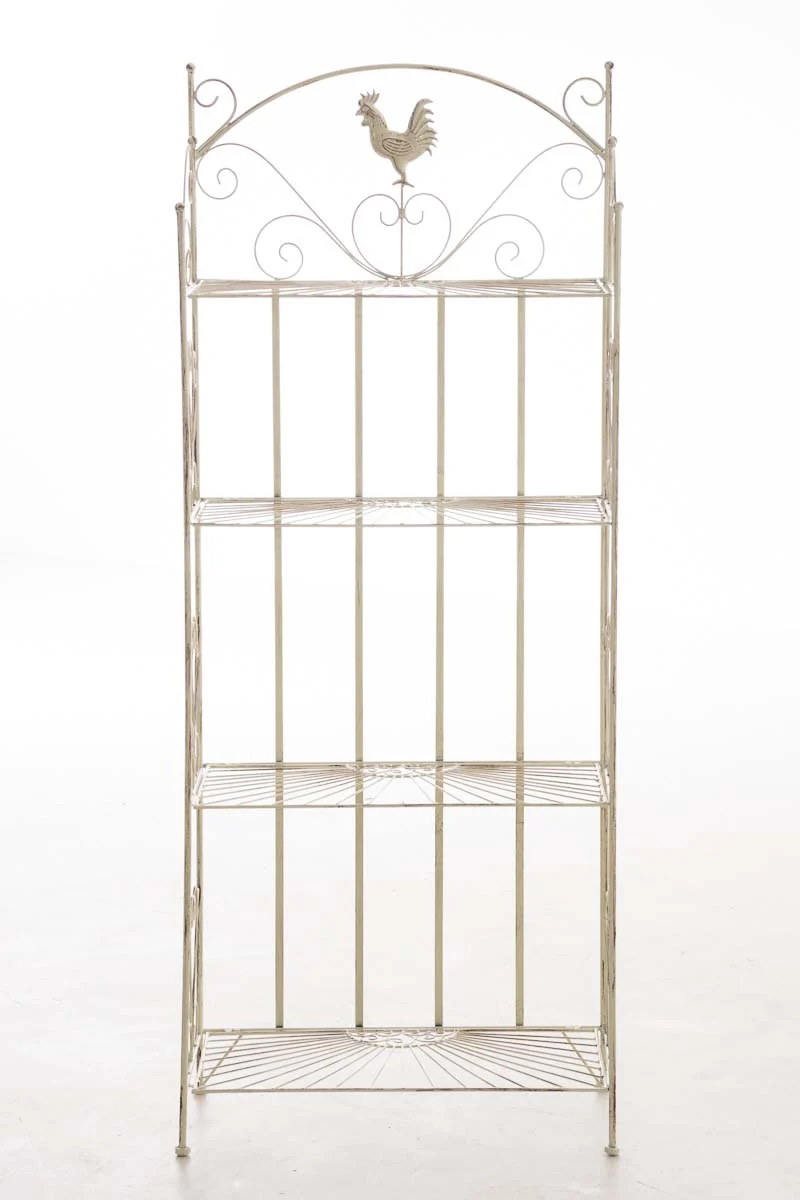 Etagère de rangement support plantes meuble pour terrasse balon salon en métal crème vieilli 10_0003984