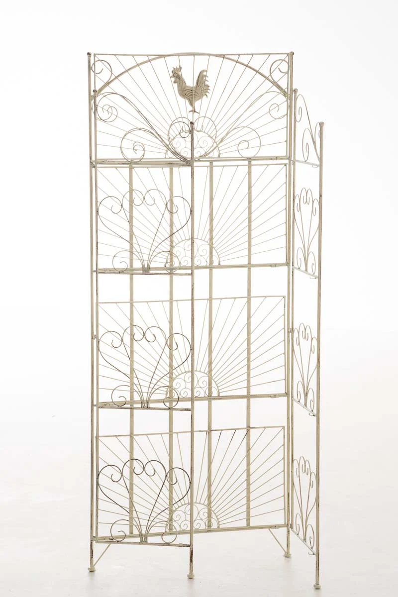 Etagère de rangement support plantes meuble pour terrasse balon salon en métal crème vieilli 10_0003984