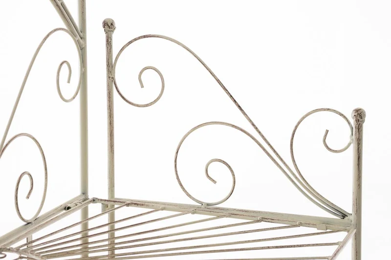 Etagère de rangement support plantes meuble pour terrasse balon salon en métal crème vieilli 10_0003984