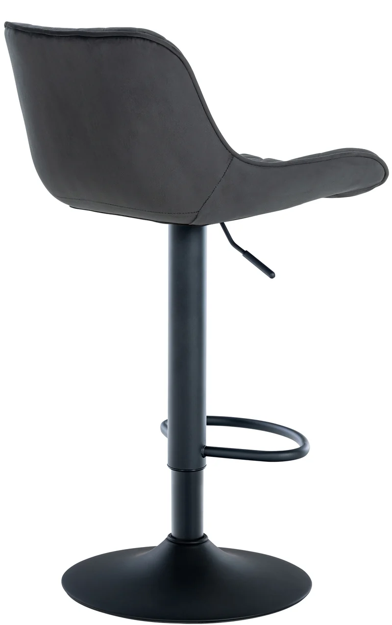 Lot de 2 tabourets de bar réglable et pivotant assise en velours noir pieds métal noir TDB10607