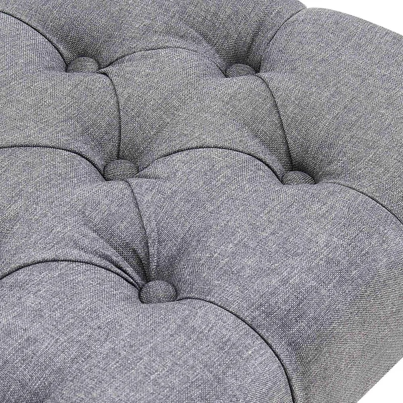 Banc capitonné rembourré 150 cm tissu gris foncé avec structure en métal noir design contemporain 10_0008613