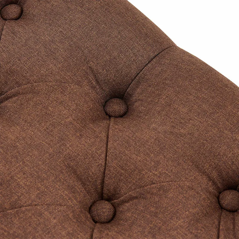 Banc capitonné rembourré 150 cm tissu marron avec structure en métal noir design contemporain 10_0008600