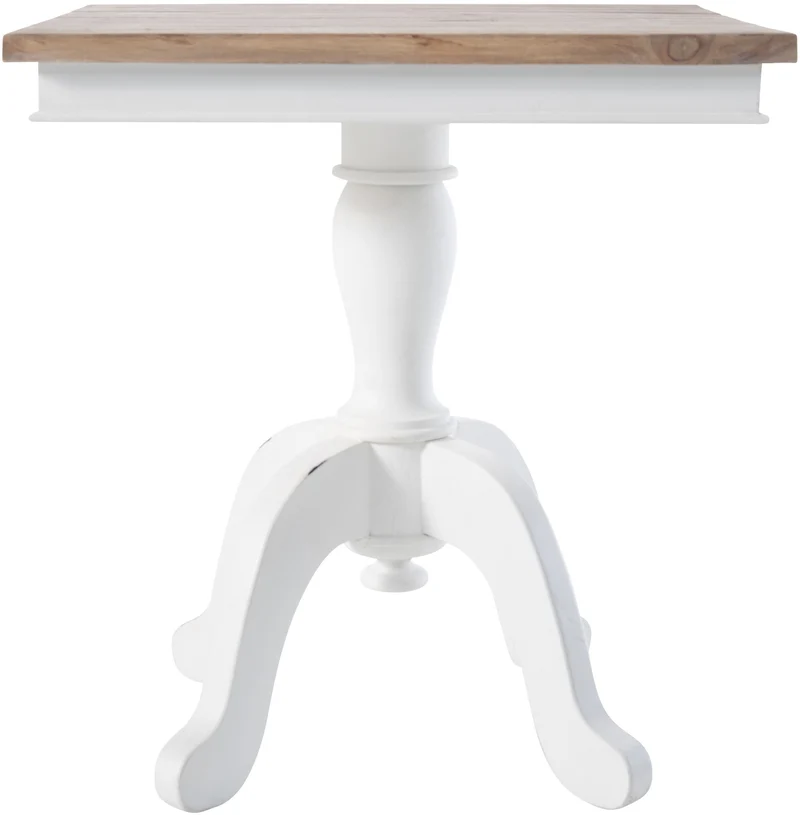 Table d'appoint ronde 50 x 65 x 50 cm en bois de mindi massif et métal blanc design contemporain 10_0009194