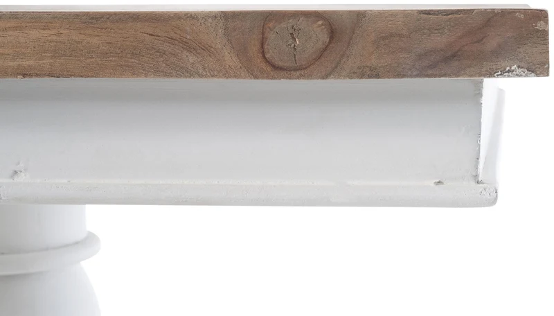 Table d'appoint ronde 50 x 65 x 50 cm en bois de mindi massif et métal blanc design contemporain 10_0009194