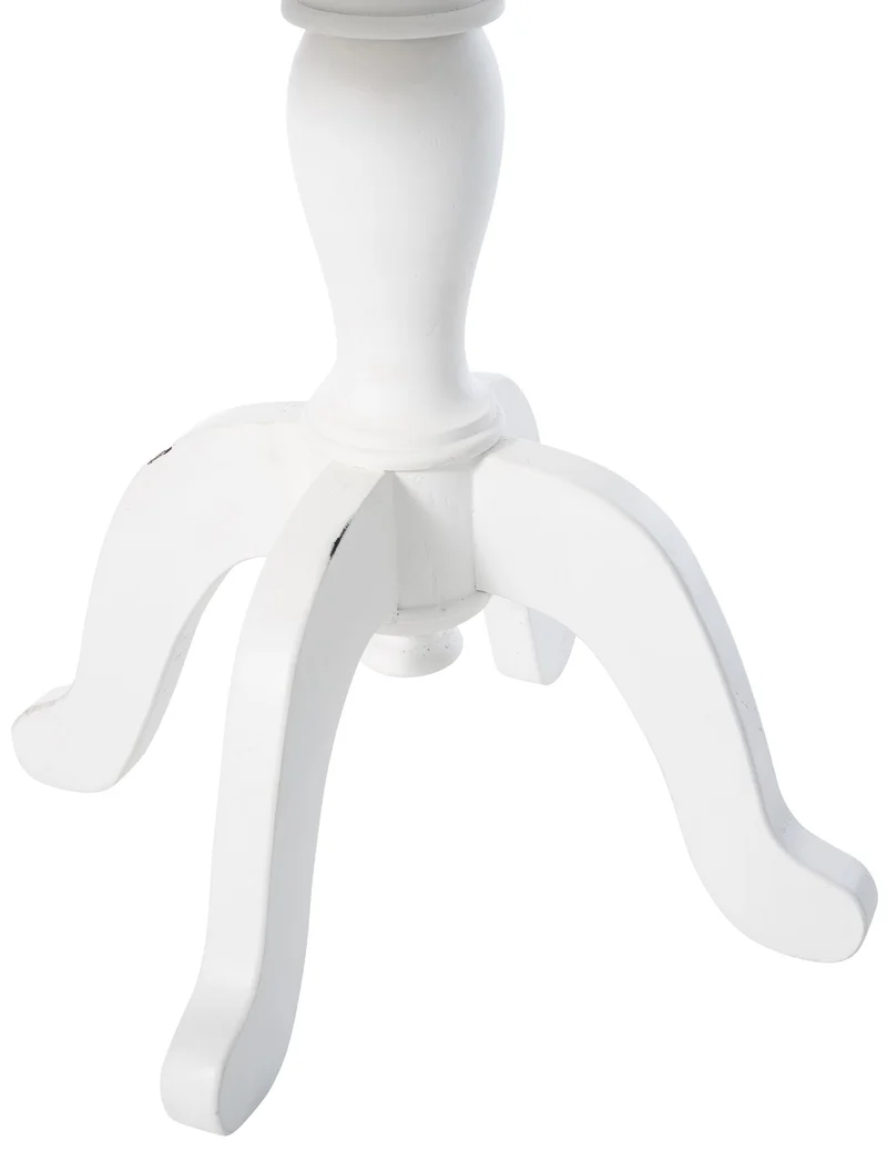 Table d'appoint ronde 50 x 65 x 50 cm en bois de mindi massif et métal blanc design contemporain 10_0009194
