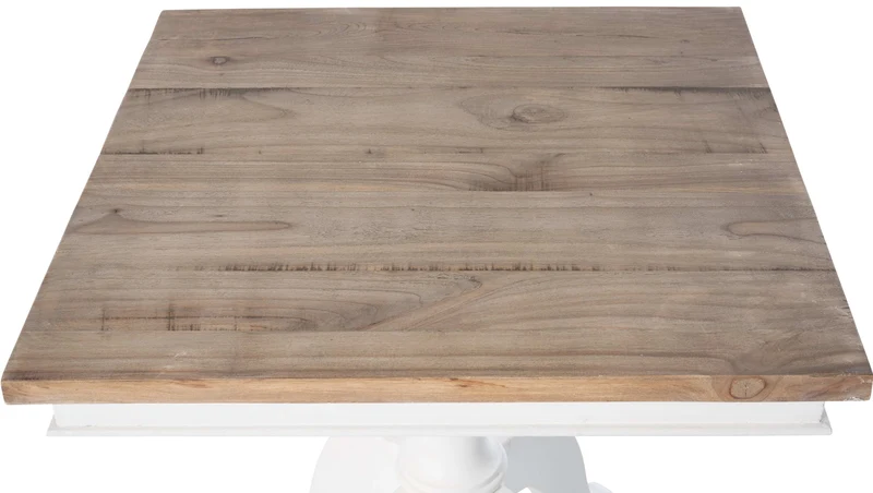 Table d'appoint ronde 50 x 65 x 50 cm en bois de mindi massif et métal blanc design contemporain 10_0009194