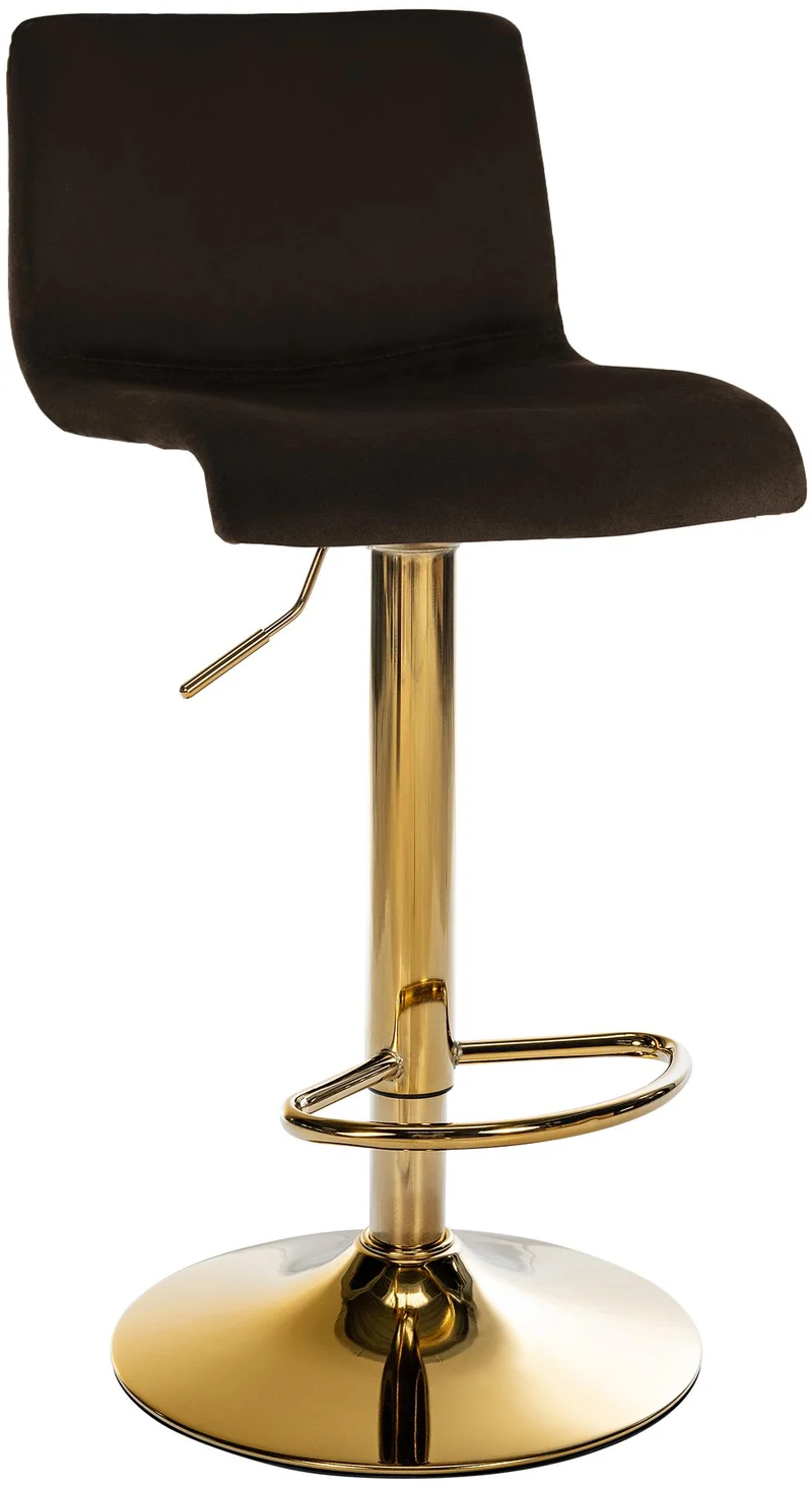 Tabouret de bar x1 réglable en hauteur en velours marron avec dossier repose-pieds et rotation 360° 10_0006272