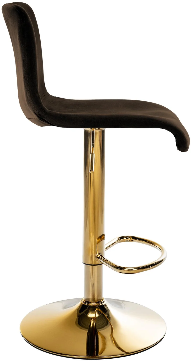 Tabouret de bar x1 réglable en hauteur en velours marron avec dossier repose-pieds et rotation 360° 10_0006272
