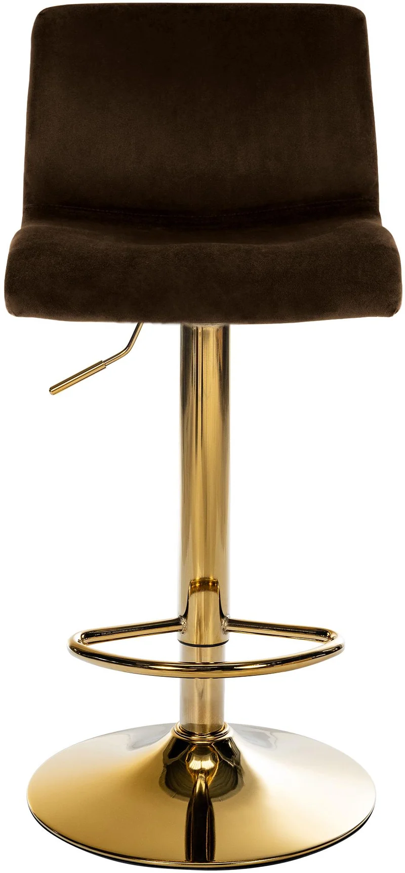 Tabouret de bar x1 réglable en hauteur en velours marron avec dossier repose-pieds et rotation 360° 10_0006272