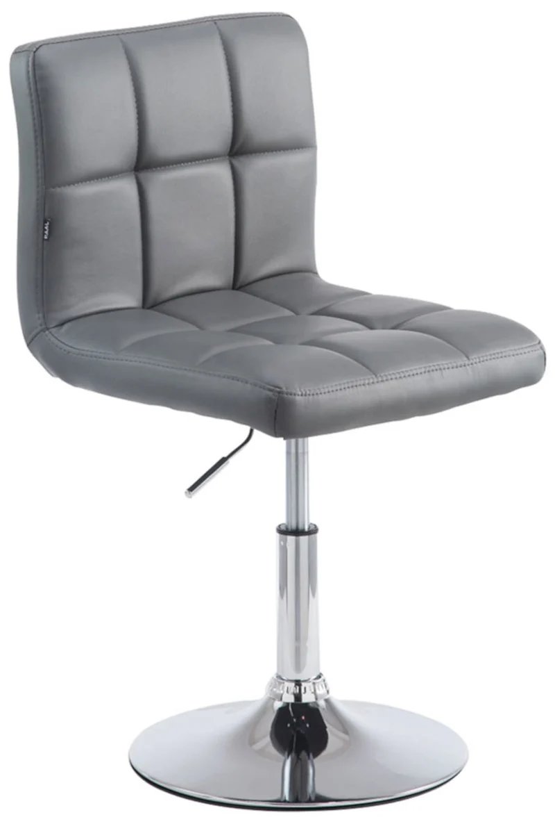 Lot de 4 chaises de salle à manger hauteur réglable design moderne couture décorative en similicuir gris piètement en métal 10_0006261