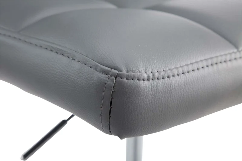 Lot de 4 chaises de salle à manger hauteur réglable design moderne couture décorative en similicuir gris piètement en métal 10_0006261