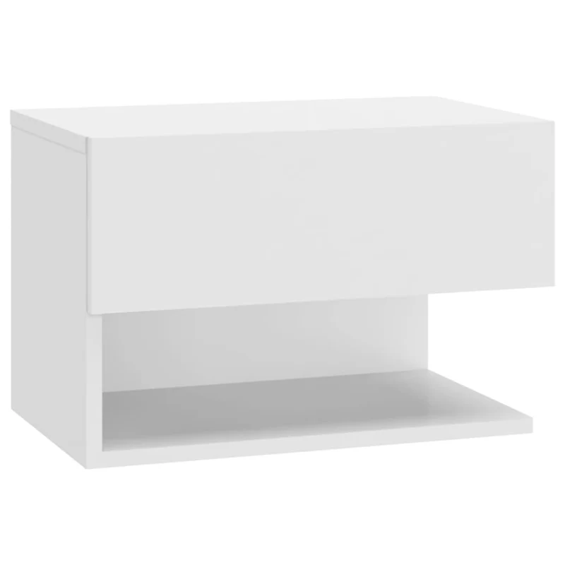 Lot de 2 tables de chevet murales avec tiroirs et étagère 46 x 29,5 x 30 cm en bois d'ingénierie blanc DEC036016