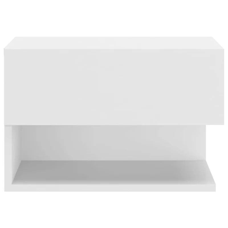 Lot de 2 tables de chevet murales avec tiroirs et étagère 46 x 29,5 x 30 cm en bois d'ingénierie blanc DEC036016