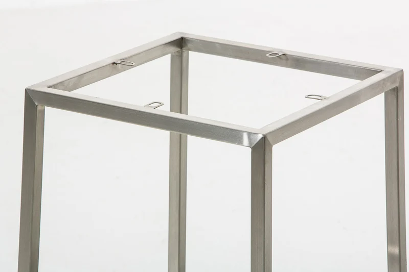 Tabouret de bar x1 avec repose-pieds assises carrées hauteur 80 cm en tissu gris et acier inoxydable 10_0005739