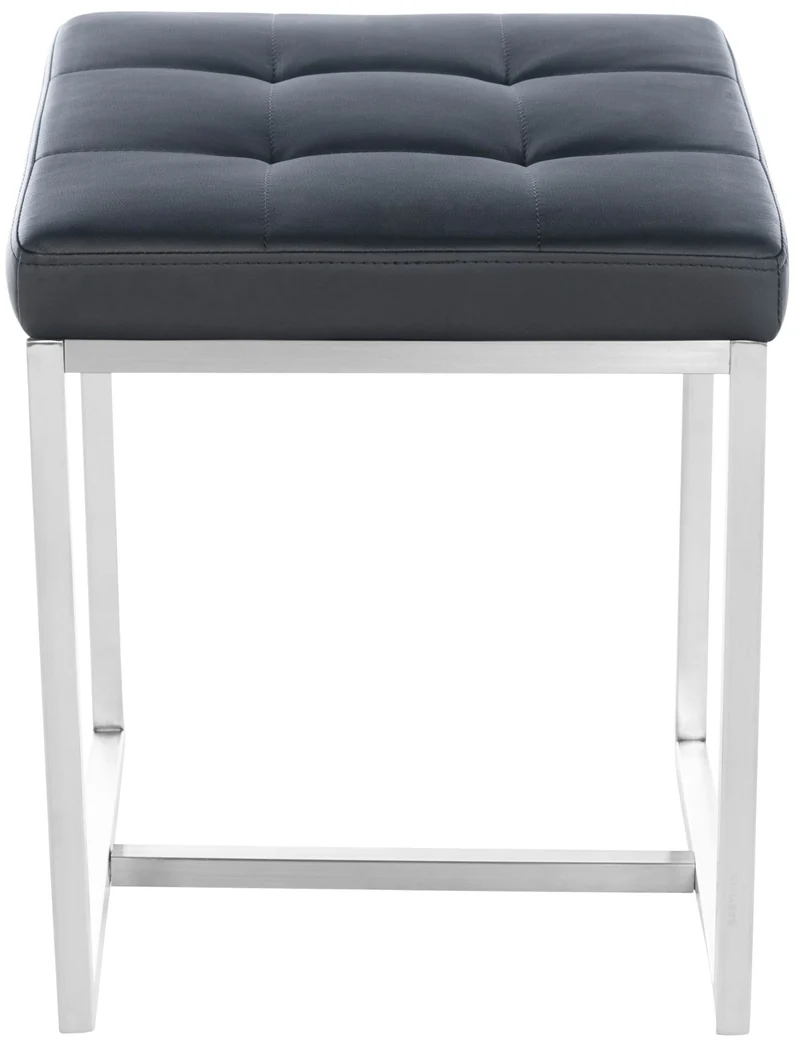 Lot de 2 tabourets bas repose-pieds poufs forme carrée en PVC noir et acier inoxydable 10_0004469