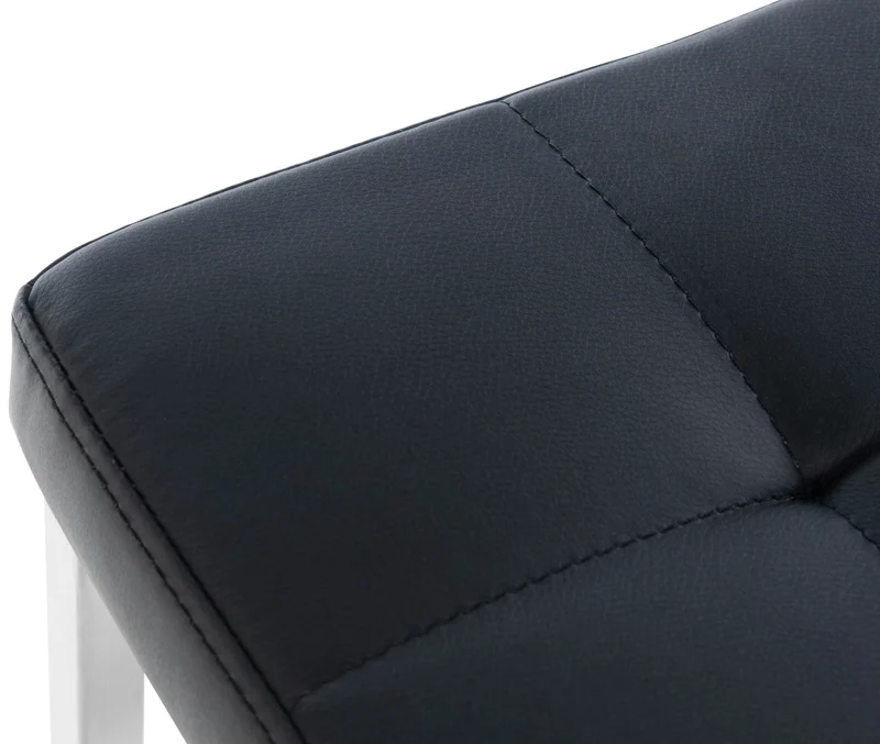 Lot de 2 tabourets bas repose-pieds poufs forme carrée en PVC noir et acier inoxydable 10_0004469