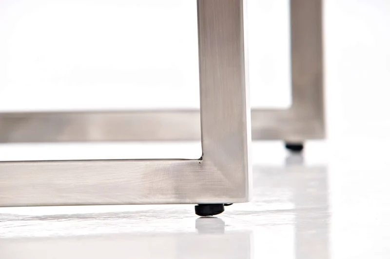 Tabouret bas en synthétique blanc pieds acier inoxydable brossé mat classique et pratique 10_0000586