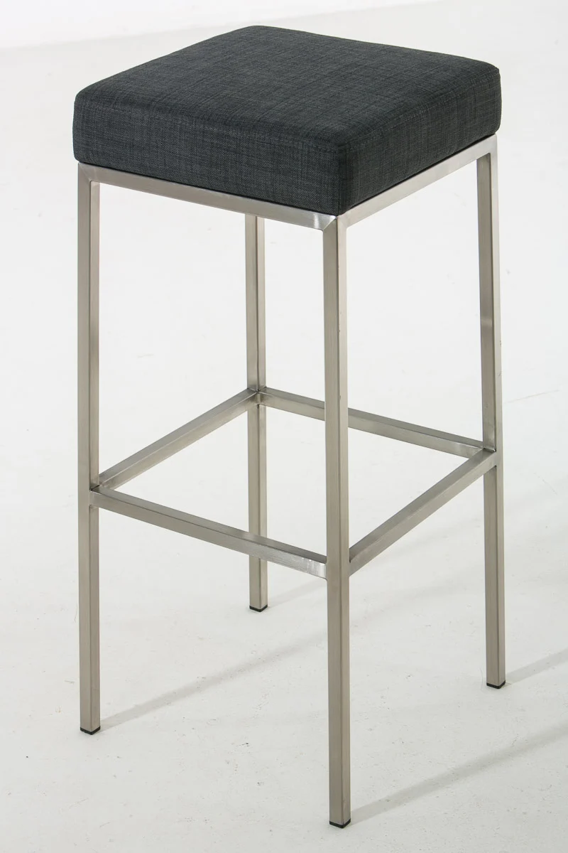 Lot de 2 tabourets de bar avec repose-pieds design simple assise en tissu gris foncé support en acier inoxydable 10_0004368