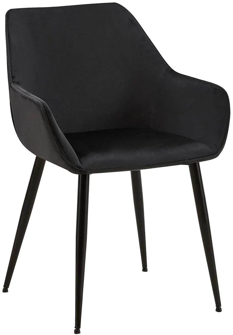 Chaise de salle à manger bureau salle d'attente x1 en velours noir et métal noir 10_0002147