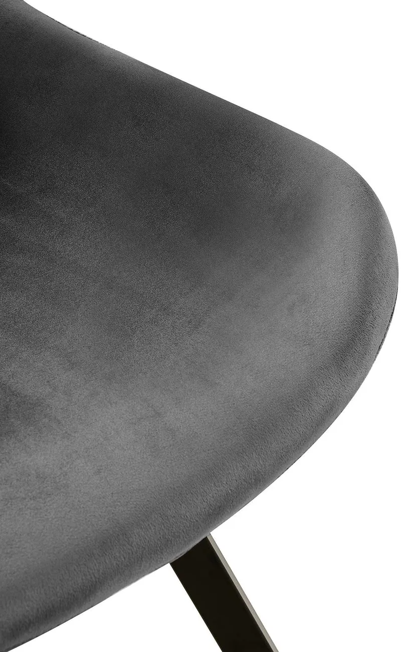 Chaise de salle à manger x1 pivotant à 360 degrés en velours gris foncé cadre en métal noir 10_0007563