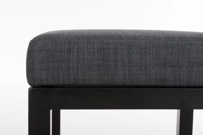 Tabouret de bar x1 avec repose-pieds design simple hauteur d'assise 80 cm en tissu gris foncé et support en métal noir 10_0005409