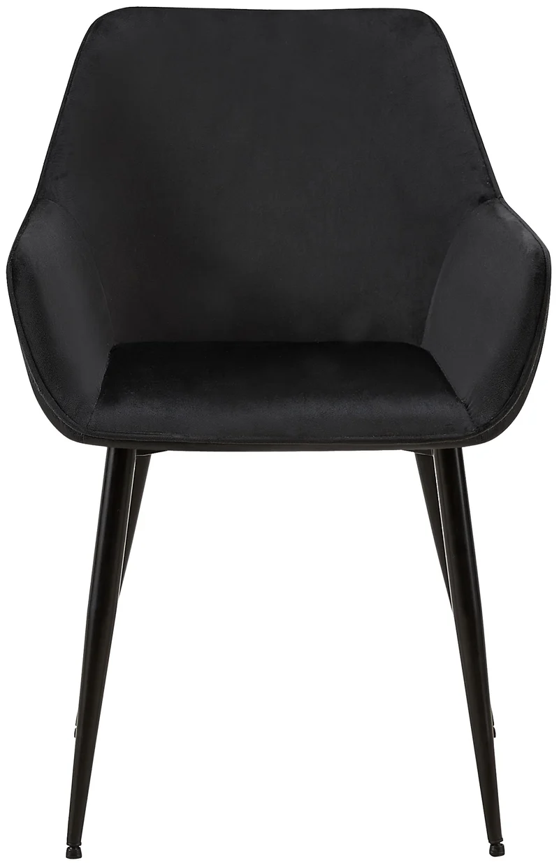Lot de 2 chaises de salle à manger en tissu velours noir et pieds en métal noir 10_0001581