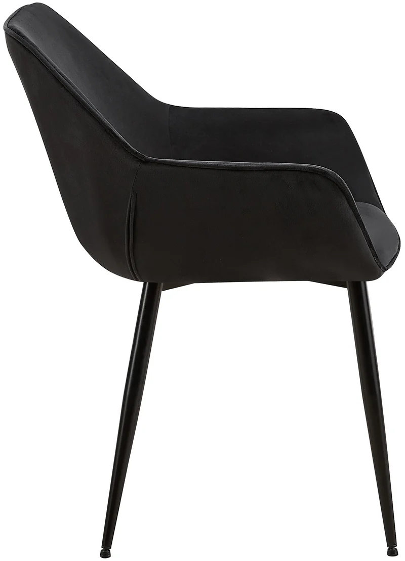 Lot de 2 chaises de salle à manger en tissu velours noir et pieds en métal noir 10_0001581