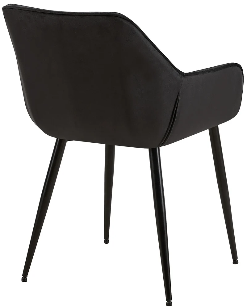Lot de 2 chaises de salle à manger en tissu velours noir et pieds en métal noir 10_0001581