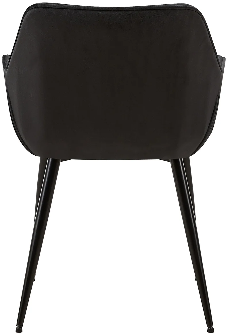 Lot de 2 chaises de salle à manger en tissu velours noir et pieds en métal noir 10_0001581