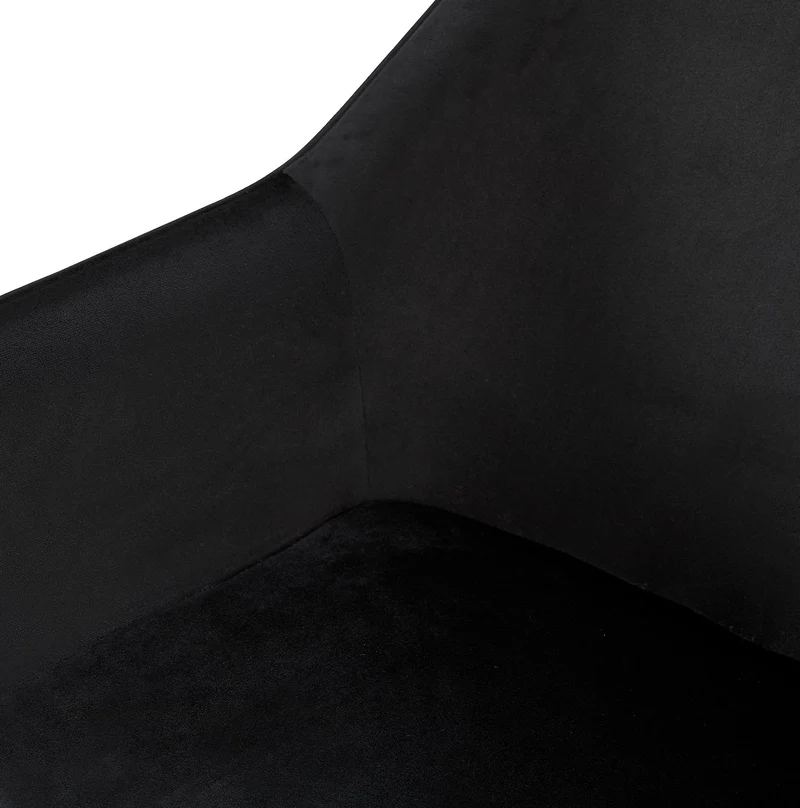 Lot de 2 chaises de salle à manger en tissu velours noir et pieds en métal noir 10_0001581