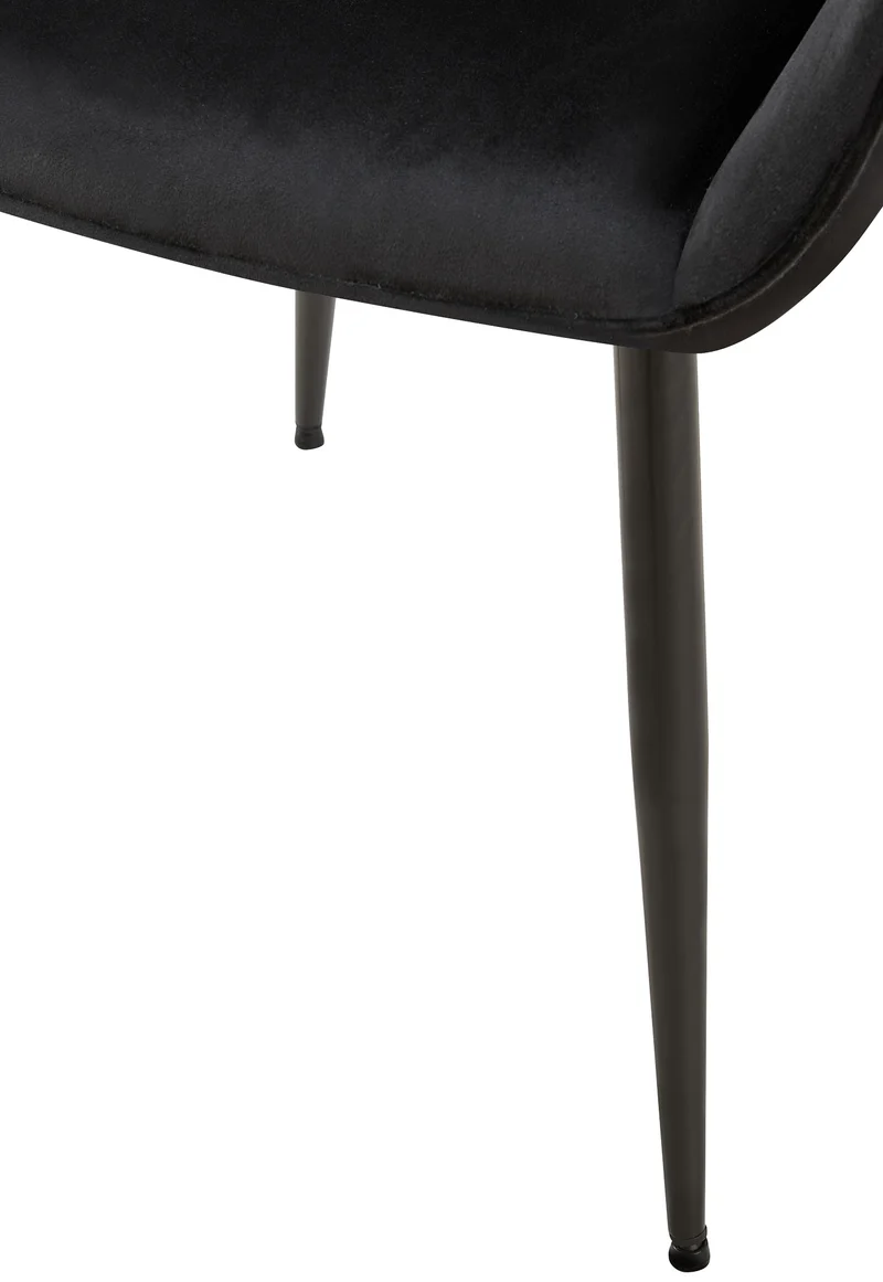 Lot de 2 chaises de salle à manger en tissu velours noir et pieds en métal noir 10_0001581