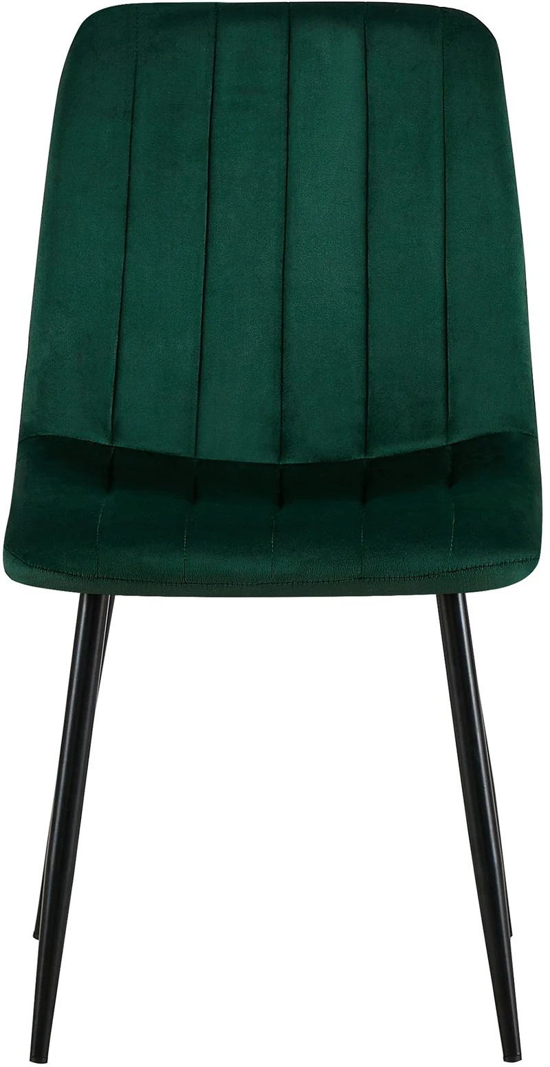 Lot de 4 chaises de salle à manger coutures décoratives verticales en tissu velours vert et pieds métal noir 10_0001864