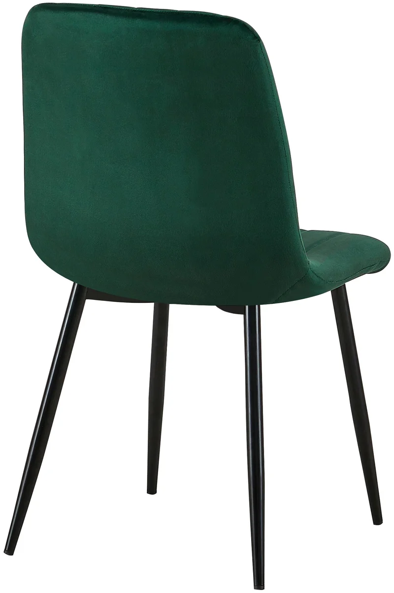 Lot de 4 chaises de salle à manger coutures décoratives verticales en tissu velours vert et pieds métal noir 10_0001864