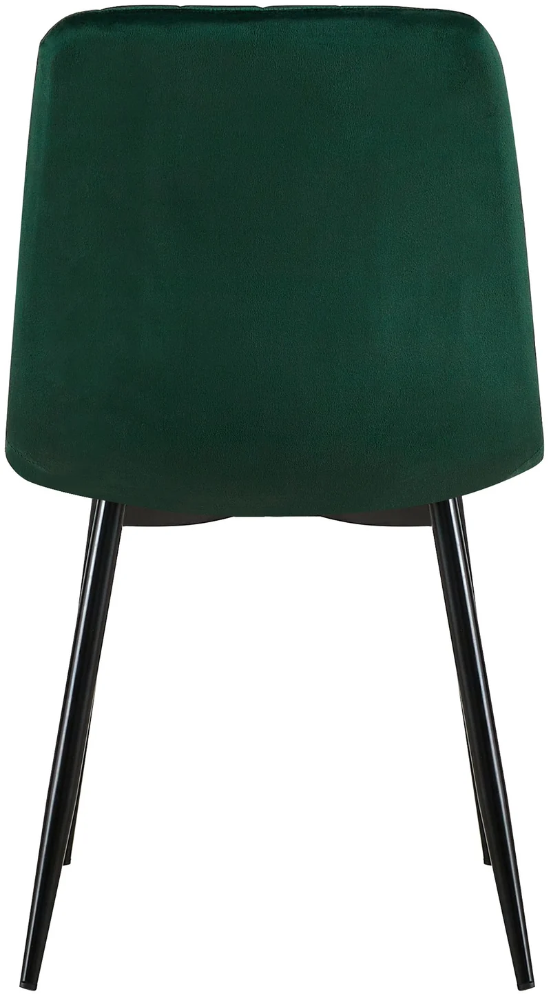 Lot de 4 chaises de salle à manger coutures décoratives verticales en tissu velours vert et pieds métal noir 10_0001864