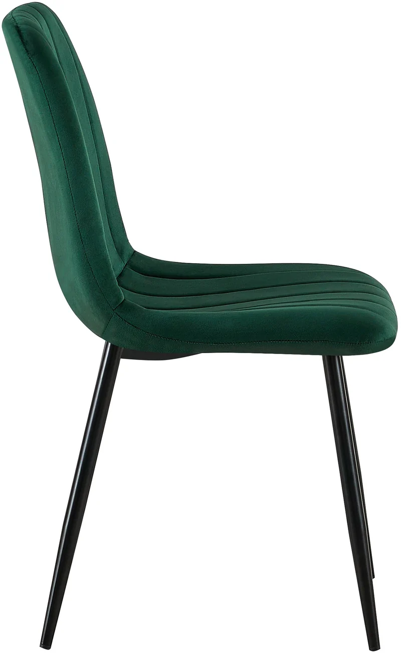 Lot de 4 chaises de salle à manger coutures décoratives verticales en tissu velours vert et pieds métal noir 10_0001864