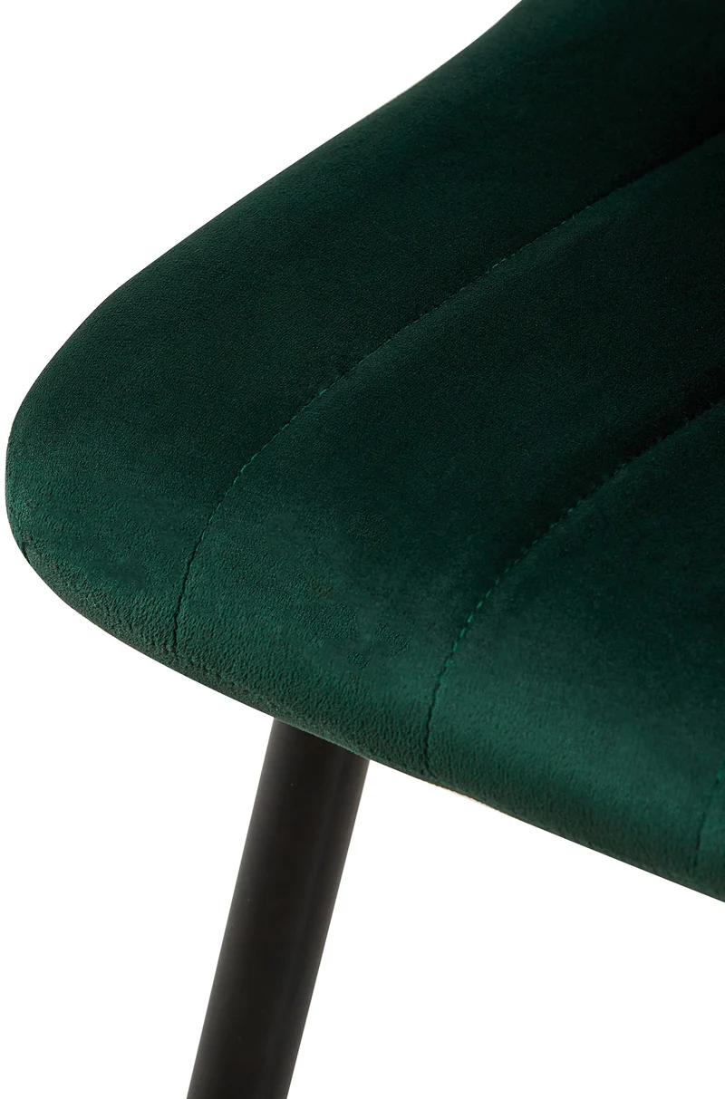 Lot de 4 chaises de salle à manger coutures décoratives verticales en tissu velours vert et pieds métal noir 10_0001864