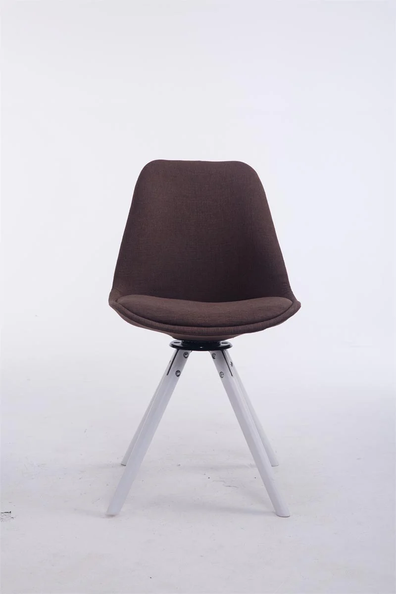 Chaise de salle à manger pivotante en tissu marron et bois blanc avec assise 360° 10_0008907