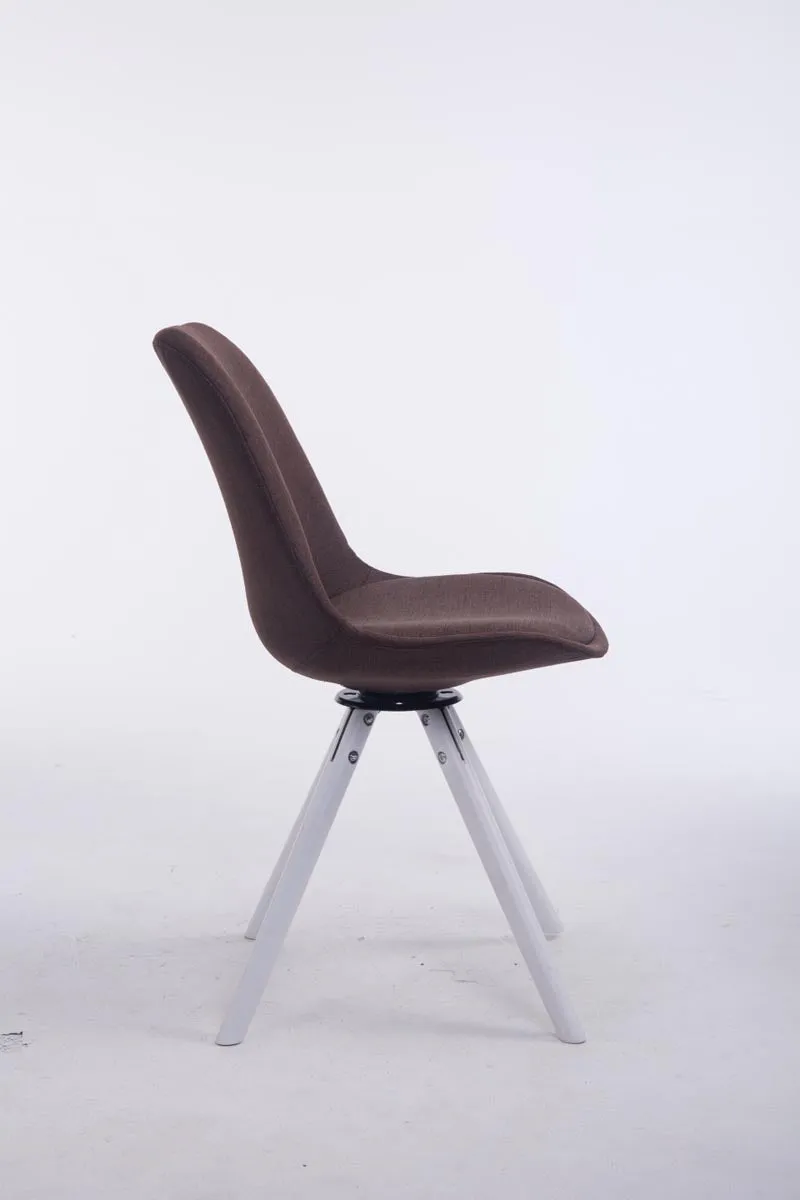 Chaise de salle à manger pivotante en tissu marron et bois blanc avec assise 360° 10_0008907