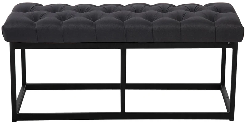 Banquette en tissu noir 100 x 50 cm coutures décoratives et métal noir mat avec assise rembourrée style moderne 10_0008825