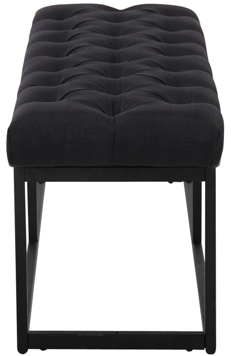 Banquette en tissu noir 100 x 50 cm coutures décoratives et métal noir mat avec assise rembourrée style moderne 10_0008825