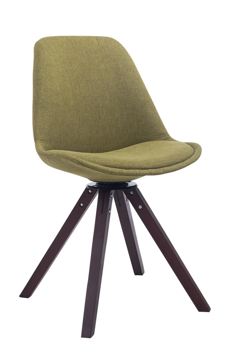 Chaise de salle à manger visiteur pivotante en tissu vert et bois couleur noyer avec assise 360° 10_0008795