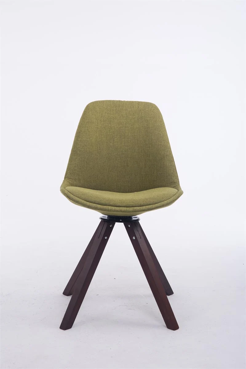 Chaise de salle à manger visiteur pivotante en tissu vert et bois couleur noyer avec assise 360° 10_0008795