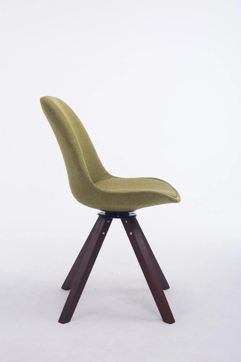 Chaise de salle à manger visiteur pivotante en tissu vert et bois couleur noyer avec assise 360° 10_0008795