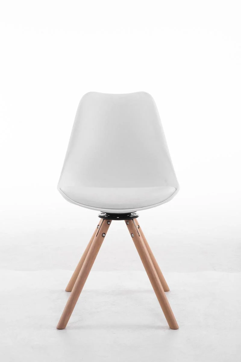 Chaise de salle à manger x1 pivotante en similicuir plastique blanc et et bois avec assise 360° 10_0008474
