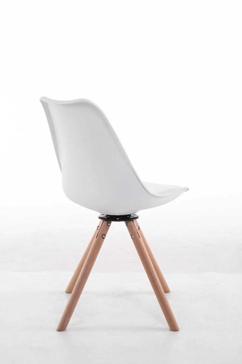 Chaise de salle à manger x1 pivotante en similicuir plastique blanc et et bois avec assise 360° 10_0008474