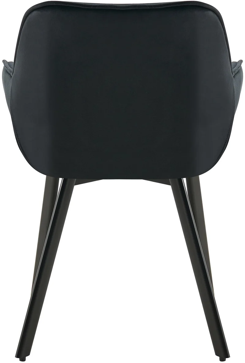 Lot de 2 chaises de salle à manger pivotantes en velours noir et métal noir avec accoudoirs 10_0007768