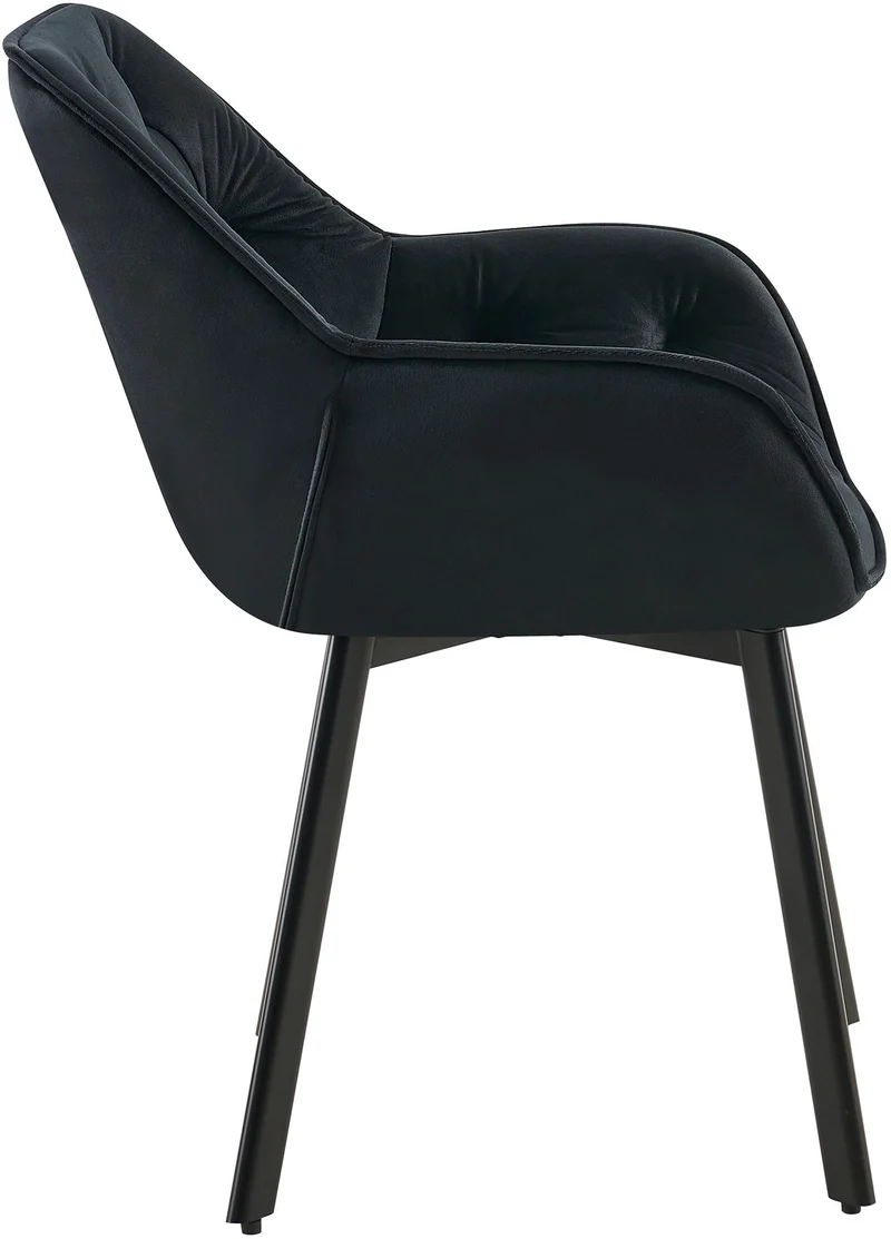 Lot de 2 chaises de salle à manger pivotantes en velours noir et métal noir avec accoudoirs 10_0007768