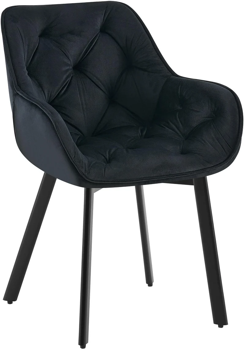 Lot de 2 chaises de salle à manger pivotantes en velours noir et métal noir avec accoudoirs 10_0007768